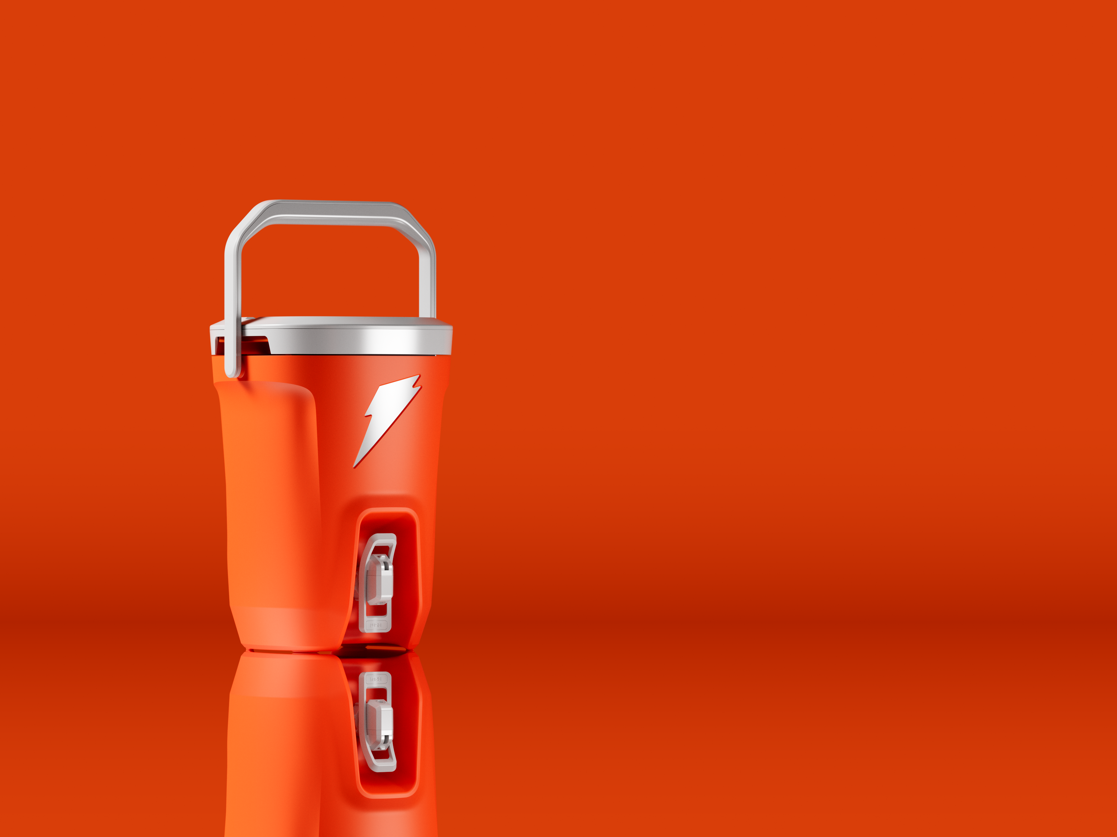 Gatorade Dunk hydration cooler in orange with raised carry handle, side profile