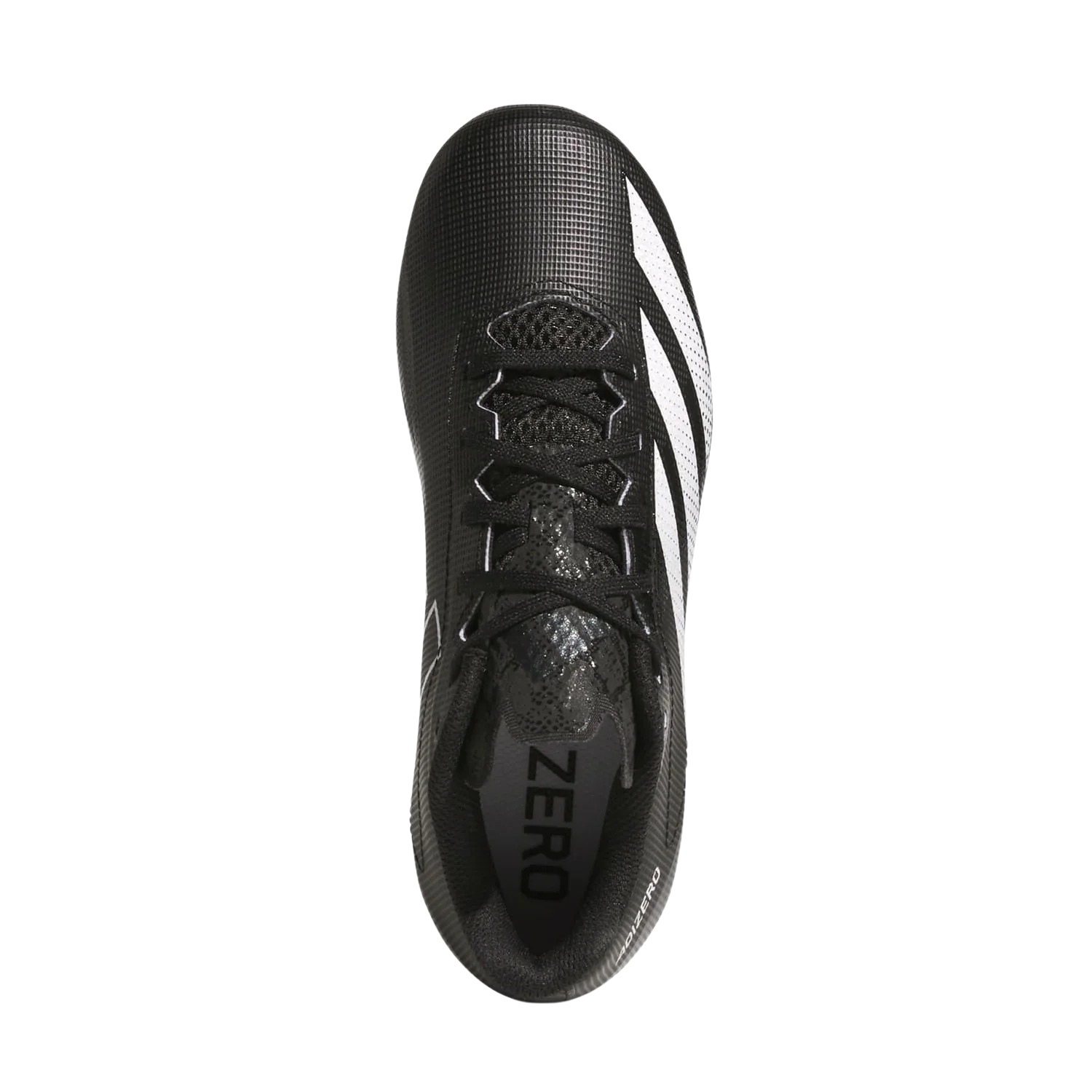 Adidas Adizero Electric 2 Youth cleats top down view showing three stripes upper