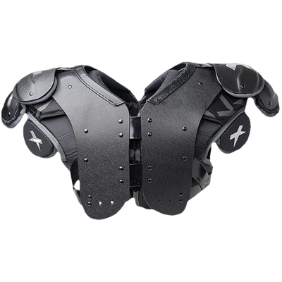 Xenith Pro Varsity Lineman black shoulder pads with ergonomic design and shock absorption for football protection