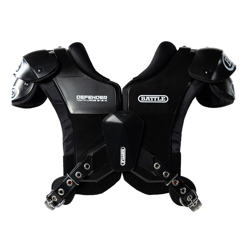 Black shoulder pad with 'Battle' branding on a white background