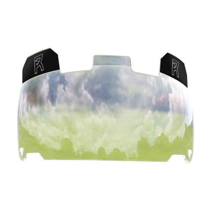 Reyrr VISION CLEAR football visor with high-impact polycarbonate, anti-fog, scratch-resistant coating, and quick release system.
