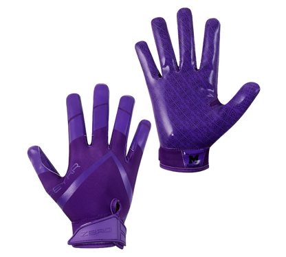 Purple Reyrr Zero gloves with silicone grip and breathable nylon back for football and floorball use.