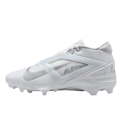 Weißer Sportschuh mit 'Alpha'-Branding auf weißem Hintergrund