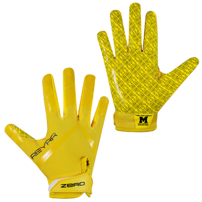 Yellow Reyrr Zero gloves with Reyrr GripTech technology, lightweight and breathable design for football and floorball players.