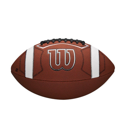 Wilson GST SpeedSkin One football showing SpeedSkin leather cover and Grip Stitch technology