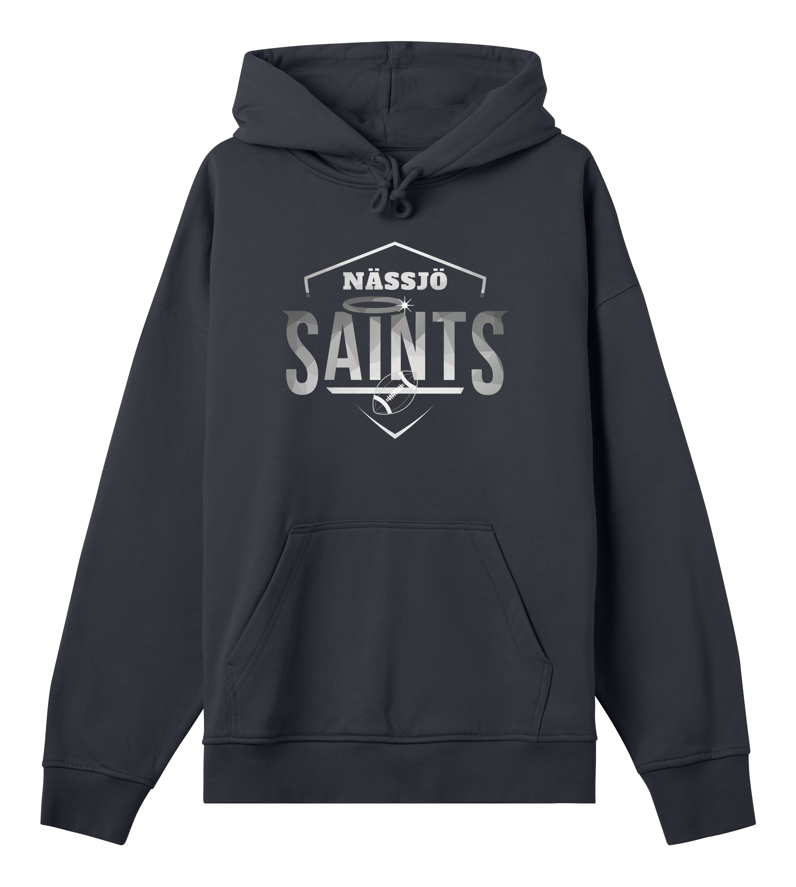 Nässjö Saints Boxy Hoodie men's organic cotton fleece with relaxed fit and kangaroo pocket