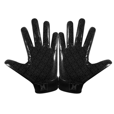 Black Reyrr Zero gloves with textured grip pattern, designed for football and floorball with breathable nylon back and durable silicone blend.