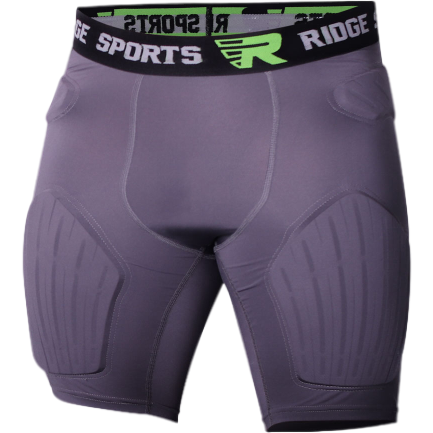 Ridge Girdle compression shorts with integrated hip, thigh, and tailbone padding for impact protection and breathable fabric.