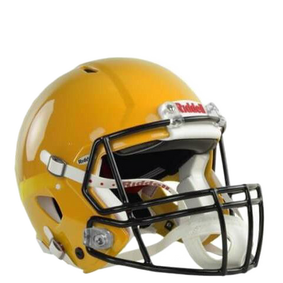 Yellow Riddell Speed Icon football helmet with black facemask and white interior padding